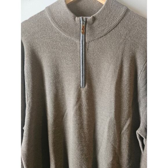 David Donahue sz XL brown fine merino wool mens quarter zip sweater MT9 - Picture 5 of 6